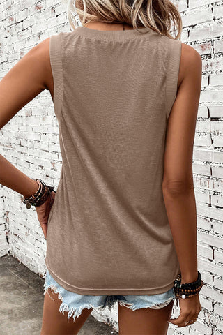 Contrast Trim Tank Top - Taupe