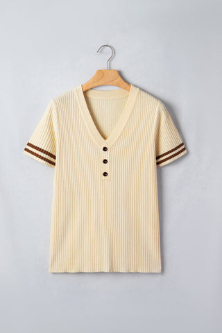 Striped Sleeve Knit Top