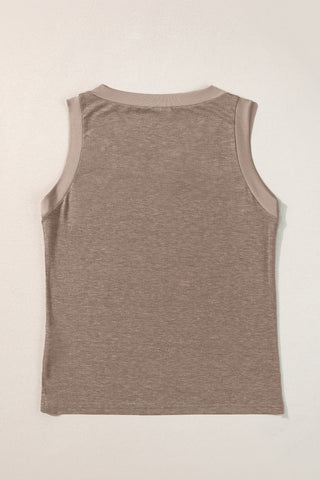 Contrast Trim Tank Top - Taupe