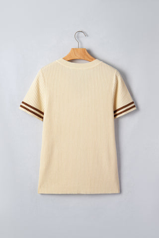 Striped Sleeve Knit Top