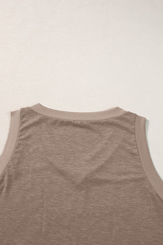Contrast Trim Tank Top - Taupe