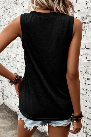 Contrast Trim Tank Top - Black