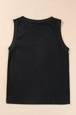 Contrast Trim Tank Top - Black
