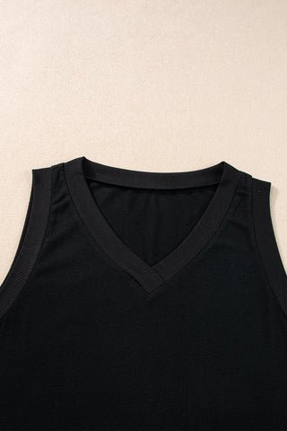 Contrast Trim Tank Top - Black