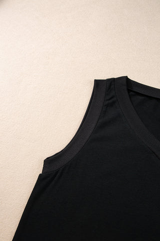 Contrast Trim Tank Top - Black