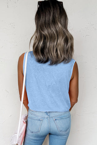 Mineral Washed Sleeveless Top - Blue