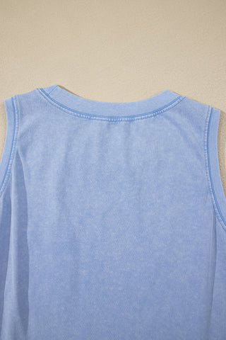 Mineral Washed Sleeveless Top - Blue