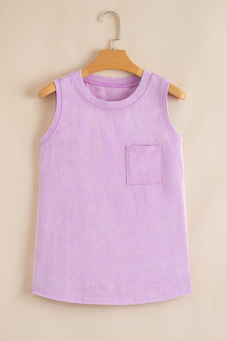 Mineral Washed Sleeveless Top - Orchid