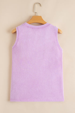 Mineral Washed Sleeveless Top - Orchid