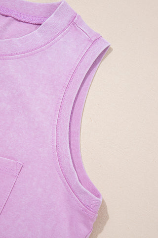 Mineral Washed Sleeveless Top - Orchid