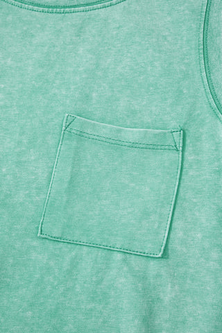 Mineral Washed Sleeveless Top - Green