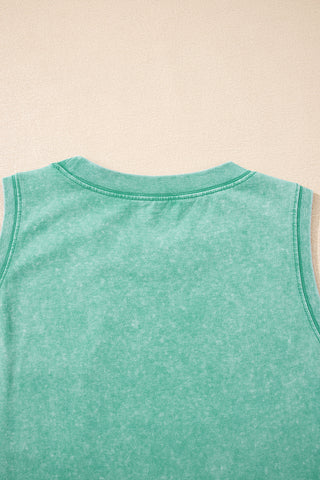 Mineral Washed Sleeveless Top - Green