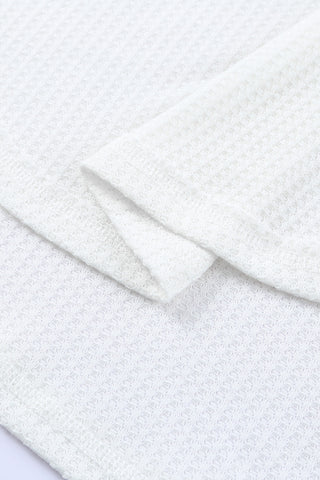 Waffle Knit Drop Sleeve Top - White