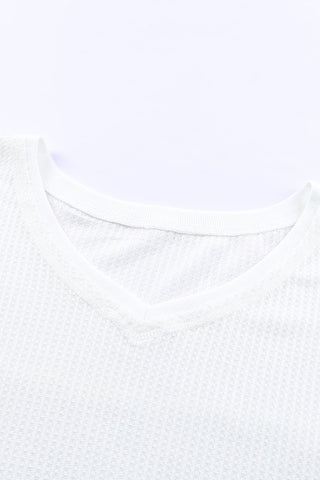 Waffle Knit Drop Sleeve Top - Black
