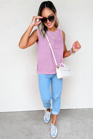 Mineral Washed Sleeveless Top - Orchid