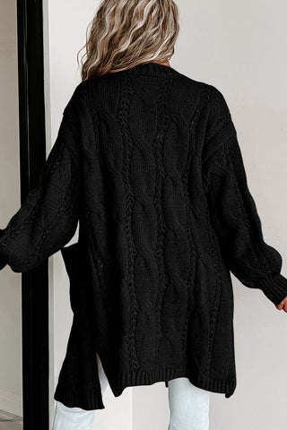 Cable Knit Cardigan - Black
