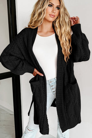 Cable Knit Cardigan - Black