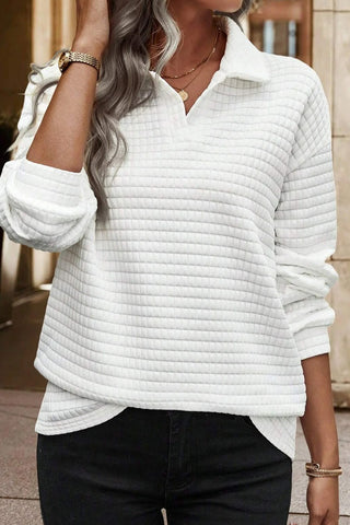 Quilted Collared Top - Snow White