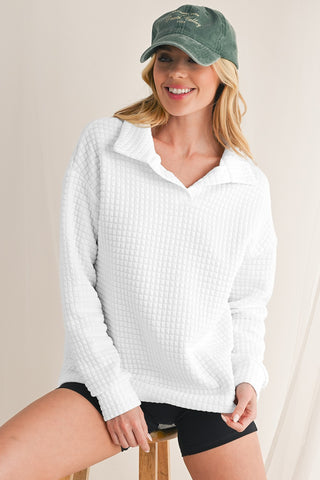 Quilted Collared Top - Snow White