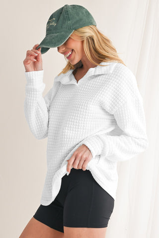Quilted Collared Top - Snow White