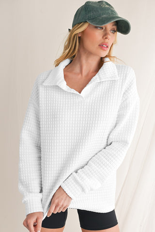 Quilted Collared Top - Snow White