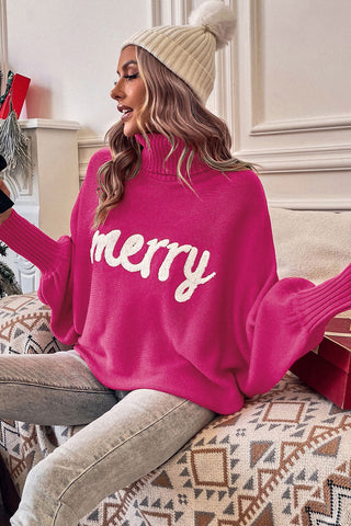 Merry Turtleneck Sweater - Pink
