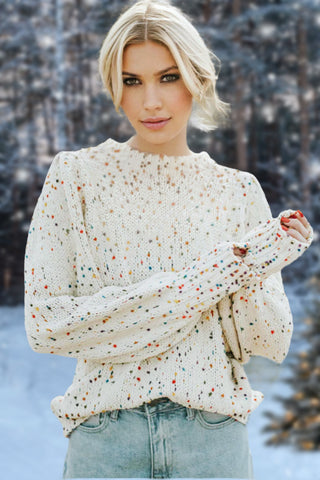 Rainbow Speckled Sweater - Cream