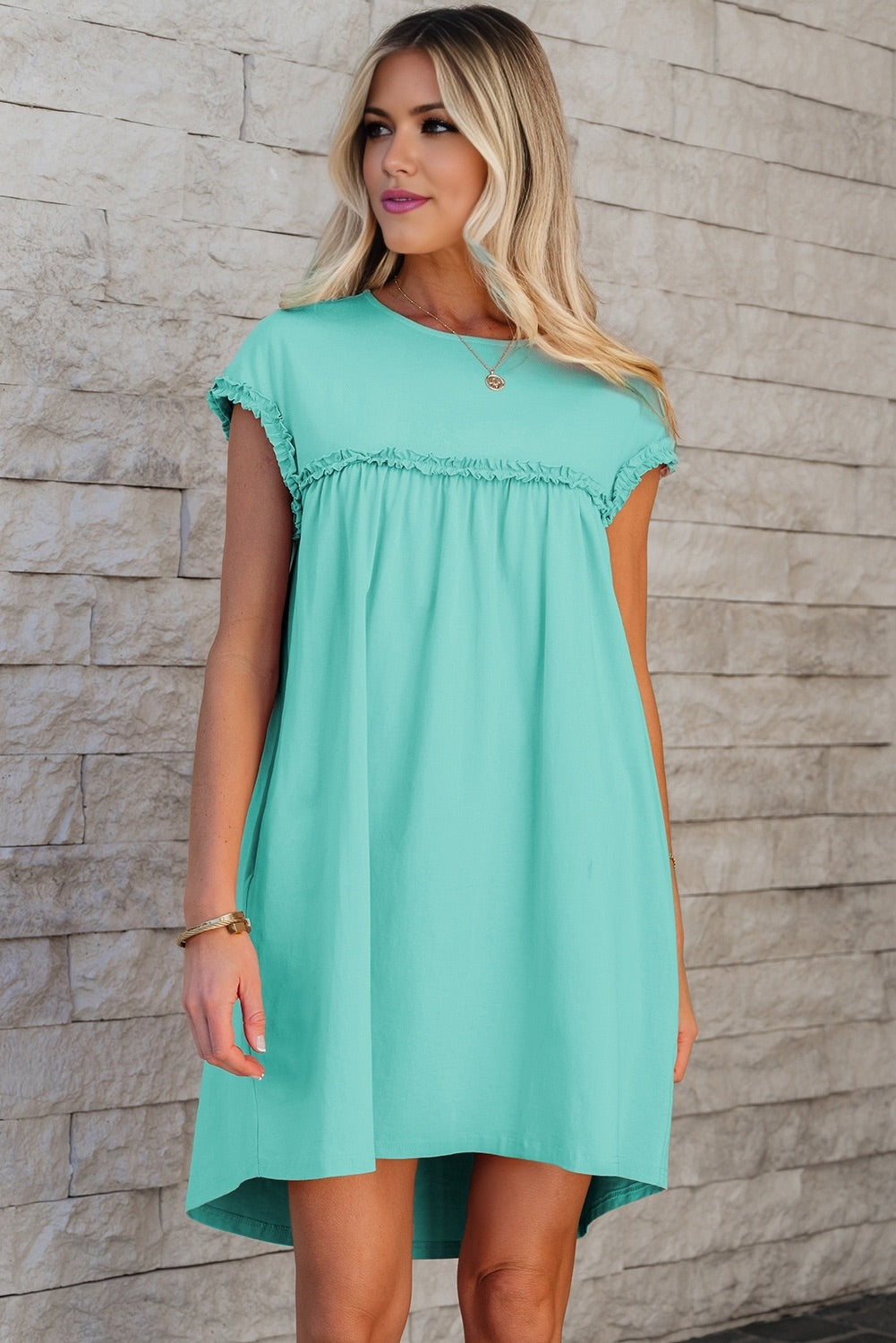 Babydoll Ruffle Dress - Mint | Blue Chic Boutique Babydoll Ruffle Dress - Mint | Blue Chic Boutique