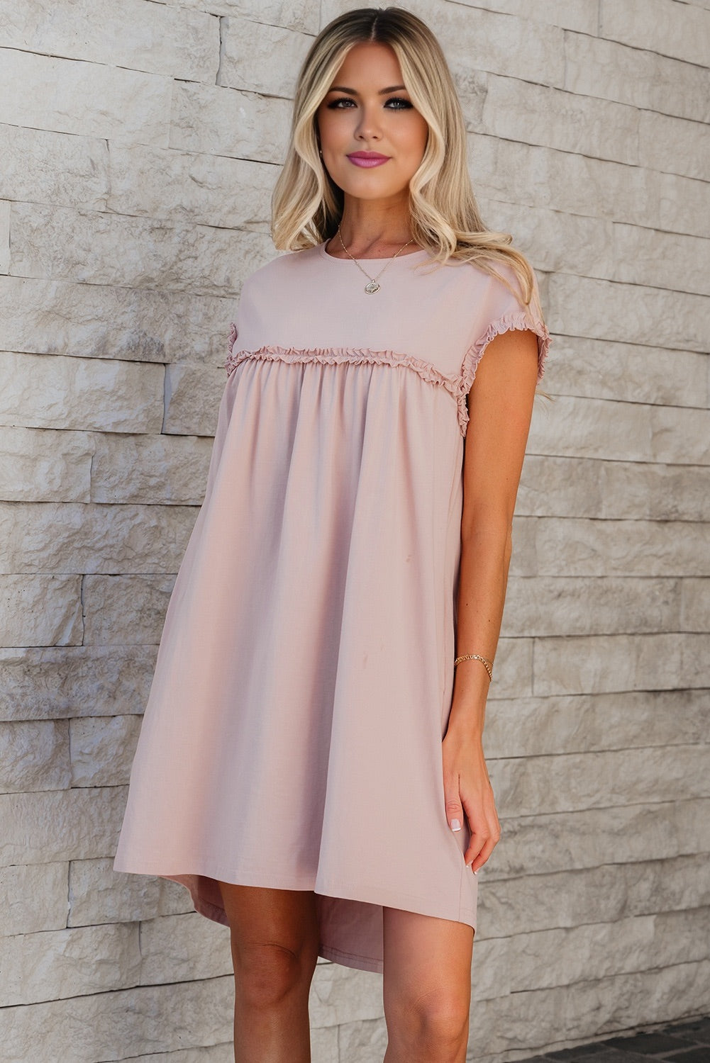 pink ruffle babydoll dress Tell It All Pink Ruffled Dress Shop the Mint