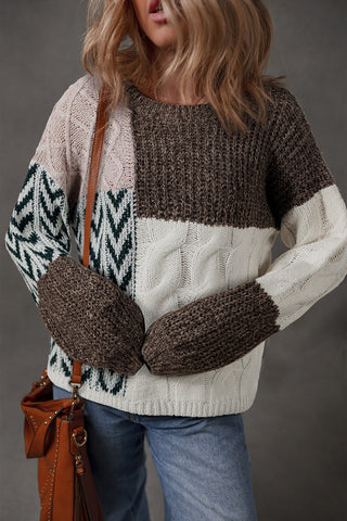 Cozy Fall Mixed Pattern Sweater