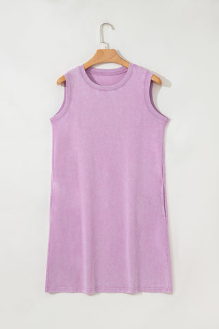 Mineral Wash Sleeveless Dress - Orchid