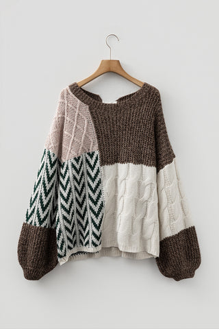 Cozy Fall Mixed Pattern Sweater