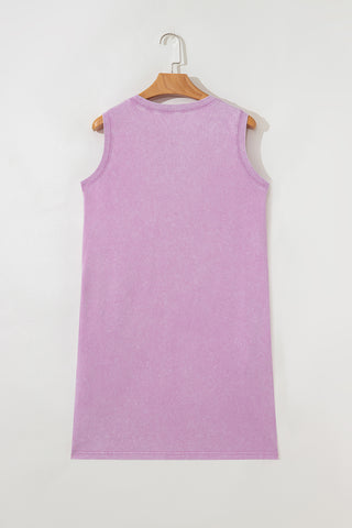 Mineral Wash Sleeveless Dress - Orchid