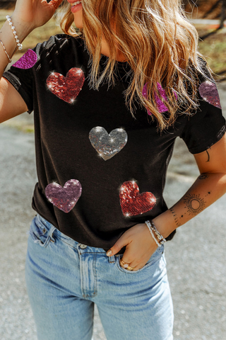 Sequined Tee - Black