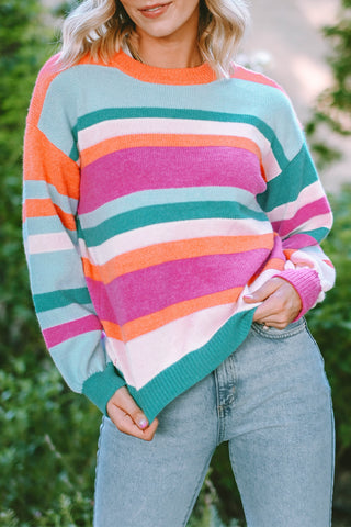 Rainbow Puff Sleeve Sweater