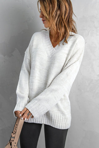 V-Neck Sweater - Snow White