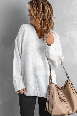 V-Neck Sweater - Snow White