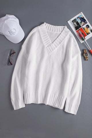 V-Neck Sweater - Snow White