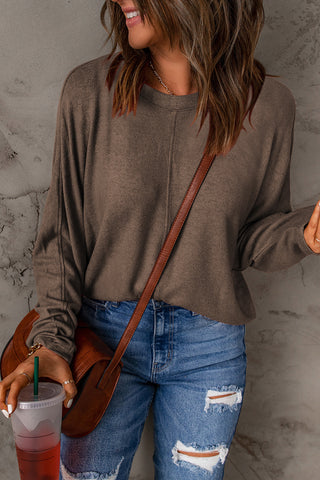 Center Seam Dolman Sleeve Top - Brown