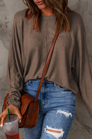 Center Seam Dolman Sleeve Top - Brown