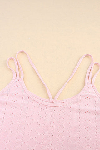 Eyelet Strappy Tank Top - Pink