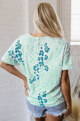 Shades of Green Leopard Print Top