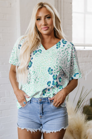 Shades of Green Leopard Print Top