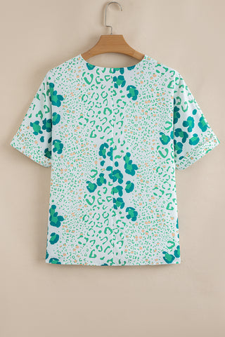 Shades of Green Leopard Print Top