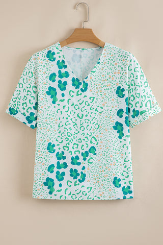 Shades of Green Leopard Print Top