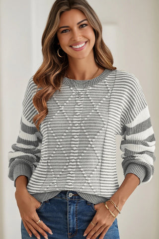 Striped Sweater - Gray