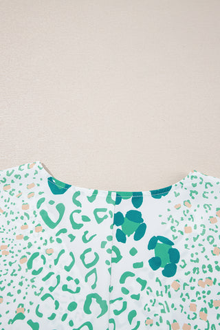 Shades of Green Leopard Print Top