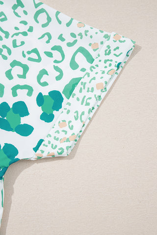 Shades of Green Leopard Print Top