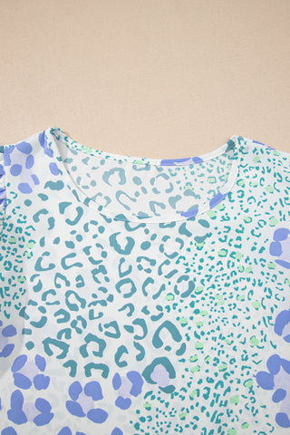 Ruffle Sleeve Leopard Top - Blue