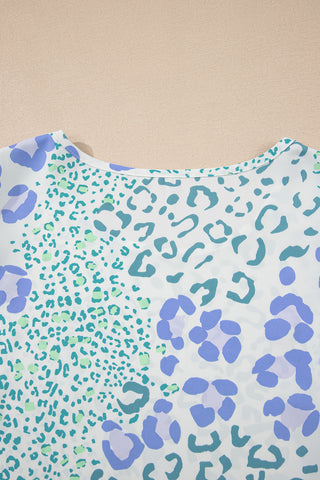 Ruffle Sleeve Leopard Top - Blue